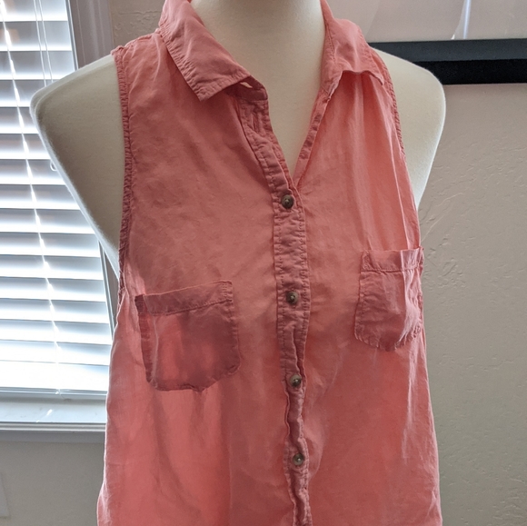 Peach American Eagle button up tank - Picture 1 of 6